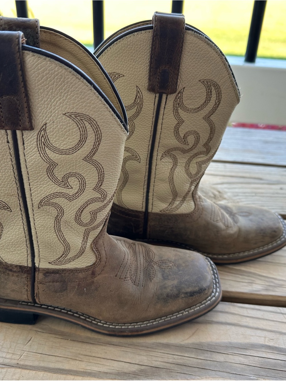 Kids Two-Tone Brown and Cream Western Cowboy Boots Smoky Mountain